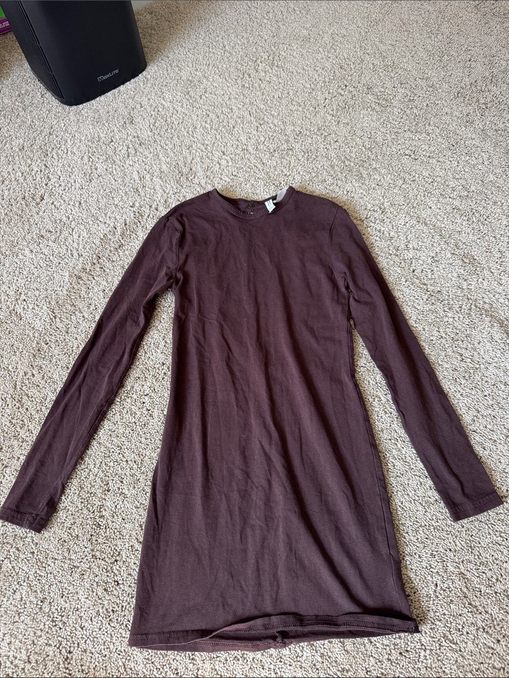 Brown Long Sleeve Mini Dress